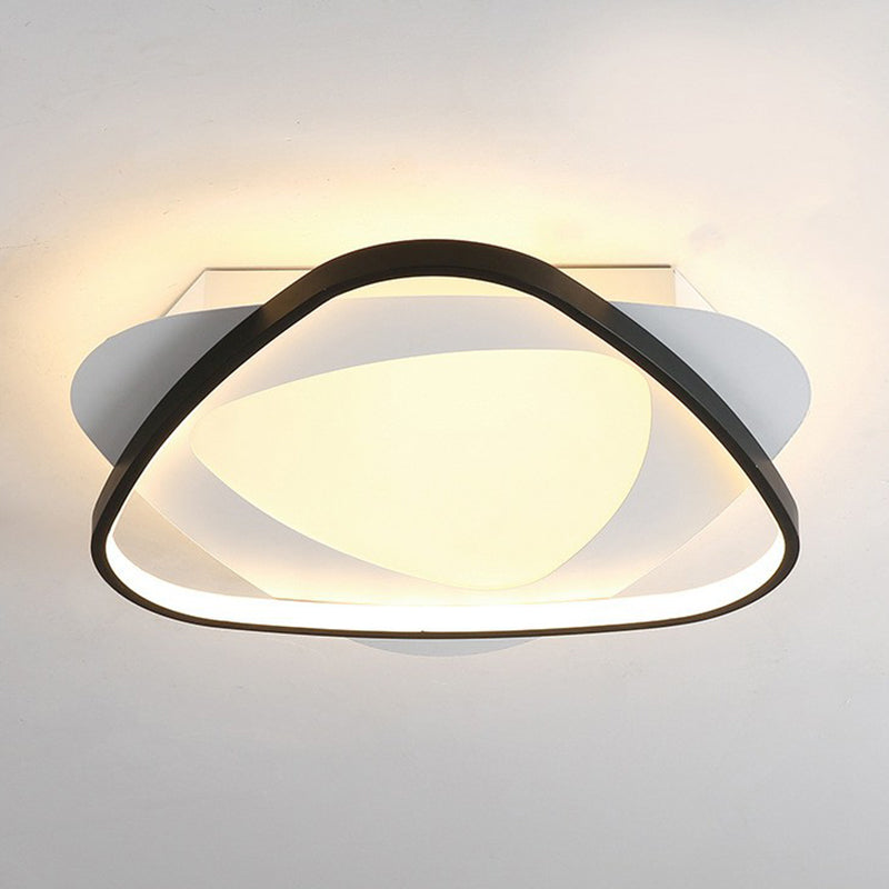 Modern Black Triangle Flush LED Ceiling Light for Bedrooms