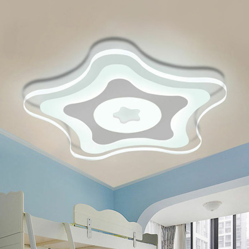 Contemporary Clear Starfish LED Flush Ceiling Light for Kids Bedroom