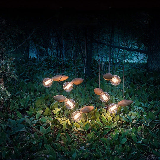 Nordic Style Hanging Pendant Light – Bee-Shaped Restaurant Ceiling Light, Wood Finish