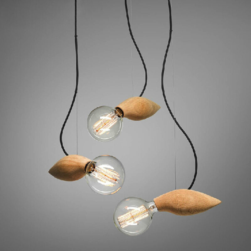 Nordic Style Hanging Pendant Light – Bee-Shaped Restaurant Ceiling Light, Wood Finish