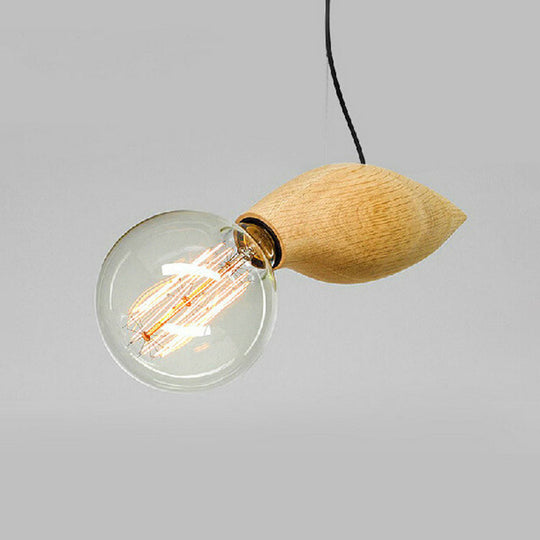 Nordic Style Hanging Pendant Light – Bee-Shaped Restaurant Ceiling Light, Wood Finish