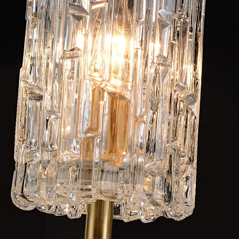 Modern Brass Sconce Light with Clear Glass Shade - Wall Mounted 1/2-Light for Living Room