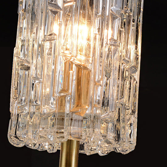 Modern Brass Sconce Light with Clear Glass Shade - Wall Mounted 1/2-Light for Living Room