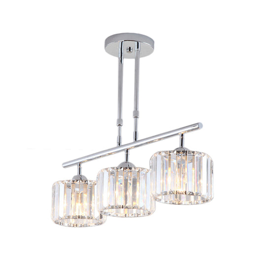 Contemporary Crystal Chrome Drum Chandelier Light with 3/4 Pendant Bulbs - Perfect for Bedroom