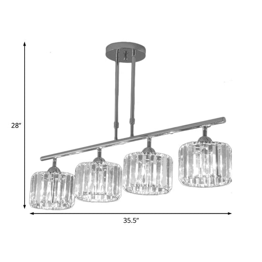 Contemporary Crystal Chrome Drum Chandelier Light with 3/4 Pendant Bulbs - Perfect for Bedroom