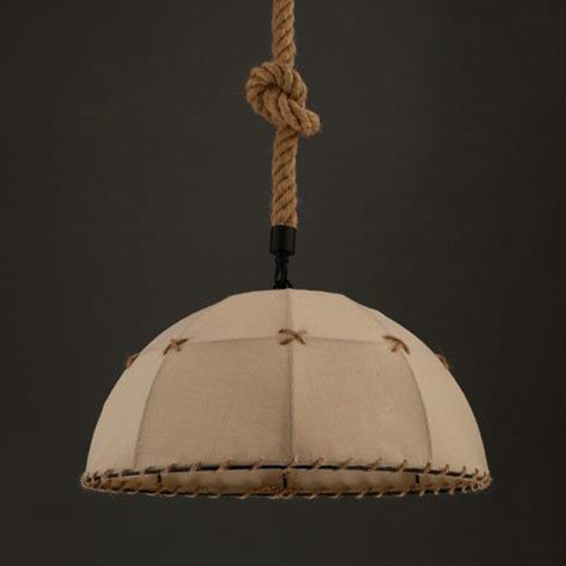 Geometric Antique Pendant Light with Metallic Shade and Hemp Rope for Restaurants