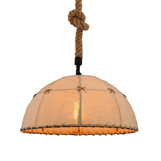 Geometric Antique Pendant Light with Metallic Shade and Hemp Rope for Restaurants