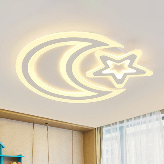 Minimalist White LED Flush Mount Fixture - Ultra-Thin Acrylic Lighting for Kids Bedroom