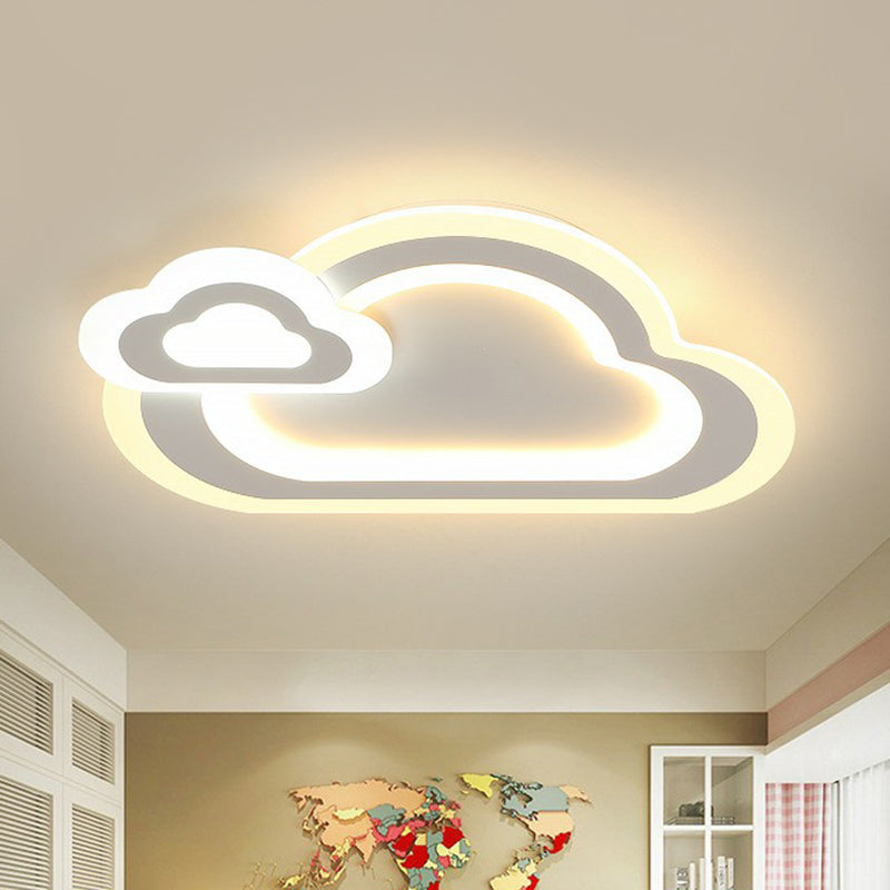 Minimalist White LED Flush Mount Fixture - Ultra-Thin Acrylic Lighting for Kids Bedroom