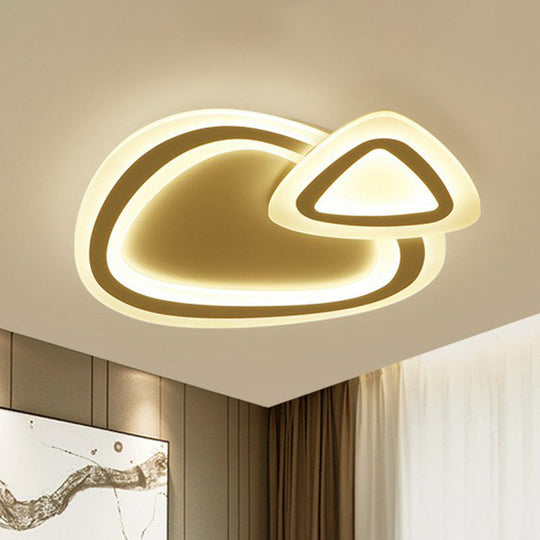 Minimalist White LED Flush Mount Fixture - Ultra-Thin Acrylic Lighting for Kids Bedroom