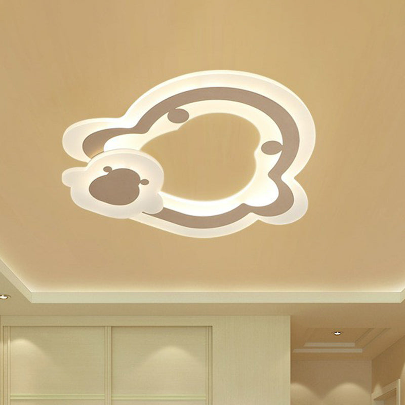 Minimalist White LED Flush Mount Fixture - Ultra-Thin Acrylic Lighting for Kids Bedroom