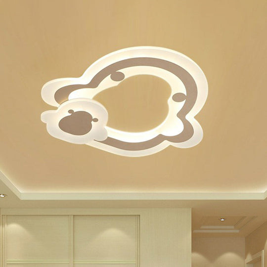 Minimalist White LED Flush Mount Fixture - Ultra-Thin Acrylic Lighting for Kids Bedroom