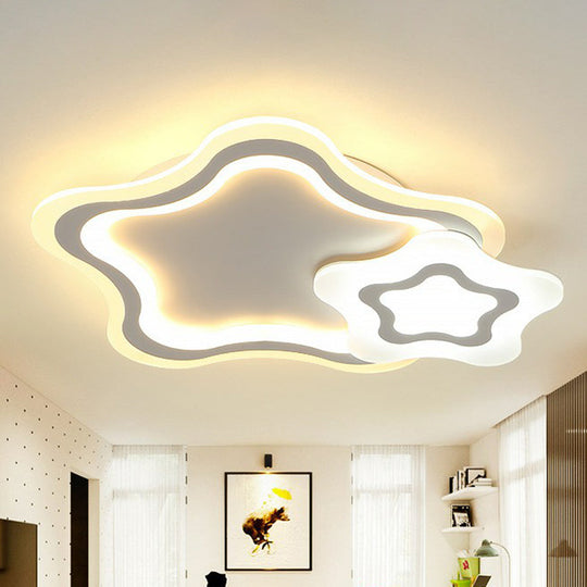 Minimalist White LED Flush Mount Fixture - Ultra-Thin Acrylic Lighting for Kids Bedroom