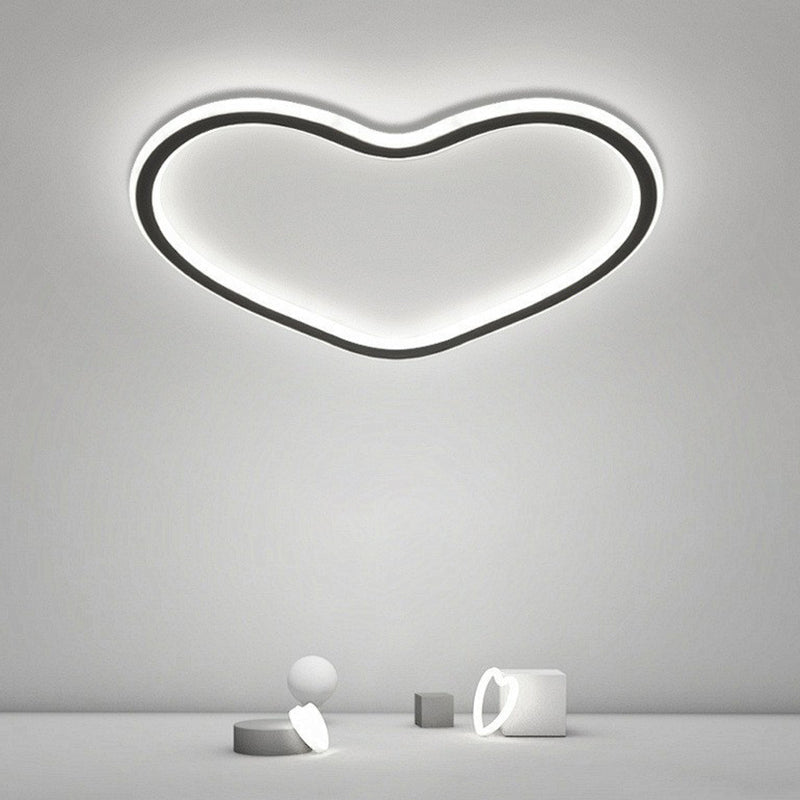 Modern Aluminum LED Flush Ceiling Light for Kids Bedroom - Loop Flush Light in Black
