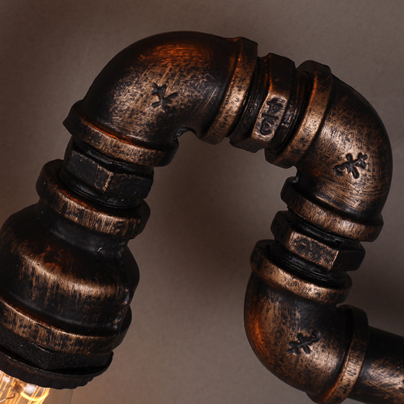 Vintage Rustic Iron Pipe Wall Light Fixture with 4 Lights and Valve Handle for Restaurants