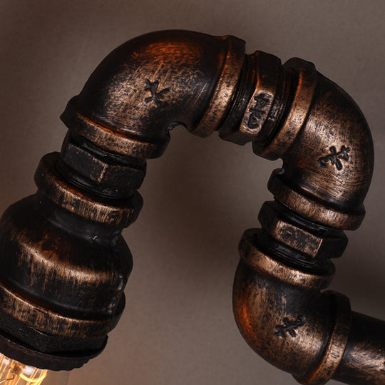 Vintage Rustic Iron Pipe Wall Light Fixture with 4 Lights and Valve Handle for Restaurants