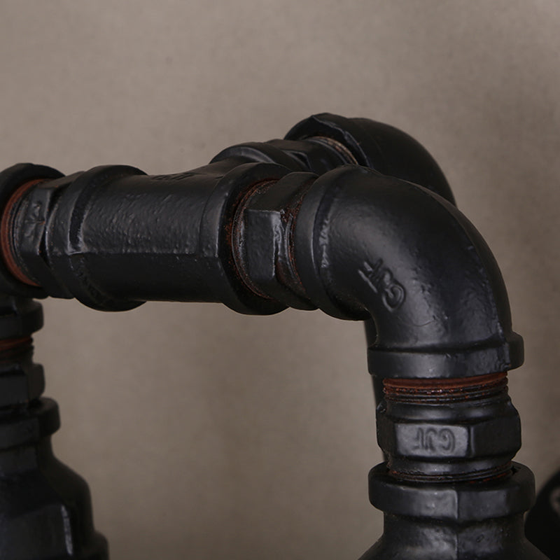 Antique Iron Wall Mount Pipe Lighting, 6-Head Black Wall Light for Restaurants
