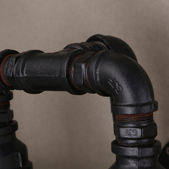 Antique Iron Wall Mount Pipe Lighting, 6-Head Black Wall Light for Restaurants