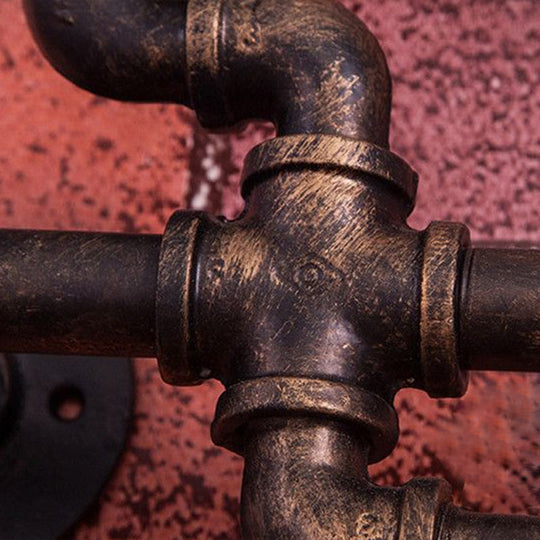 Industrial Bronze Pipe Wall Mount Light: 3-Head Restaurant Fixture with Sprocket Chain