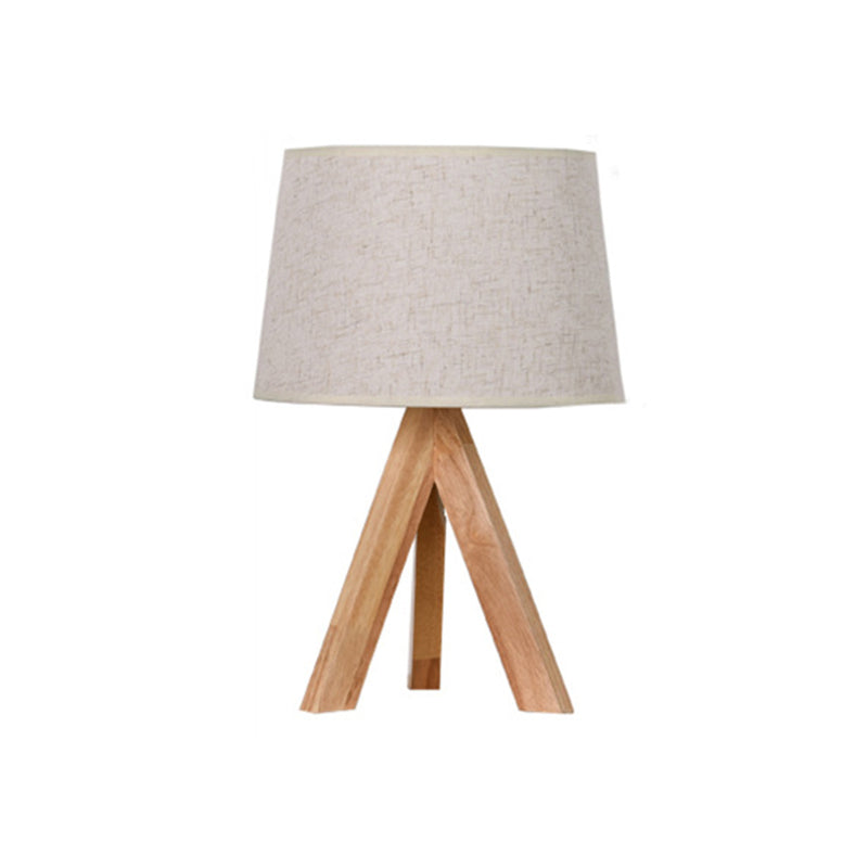 Sleek White Tripod Bedside Lamp with Fabric Shade - Tapered Table Lighting Simplicity