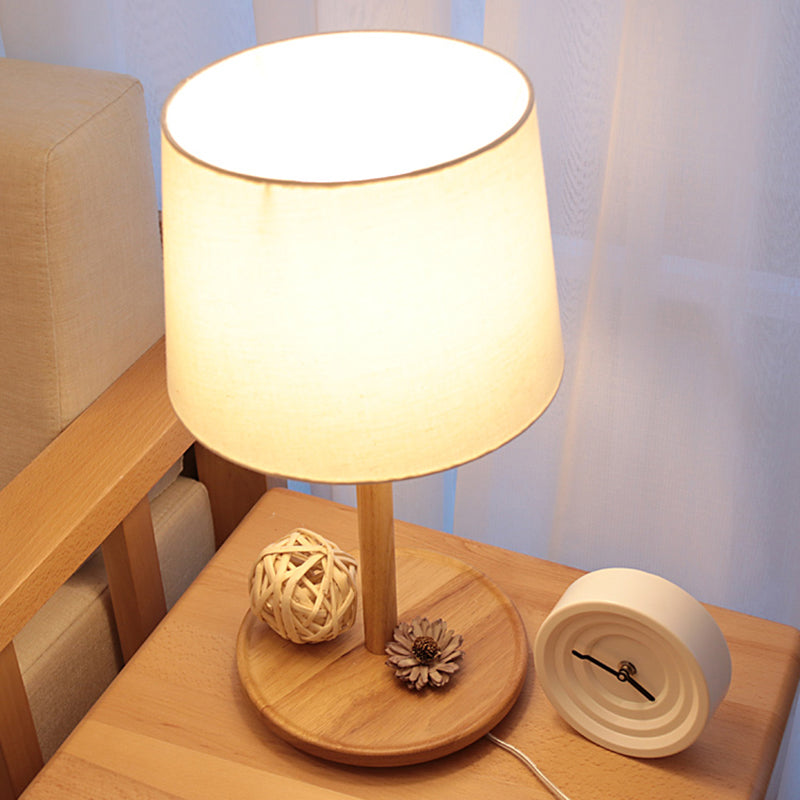 Tapered Table Light: Contemporary 1-Light Nightstand Lighting for Bedroom, Wood Design