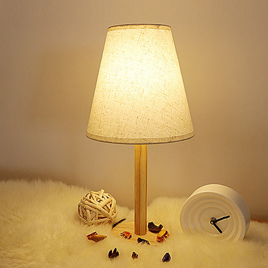 Tapered Table Light: Contemporary 1-Light Nightstand Lighting for Bedroom, Wood Design