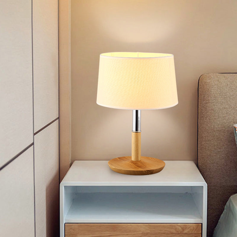 Tapered Table Light: Contemporary 1-Light Nightstand Lighting for Bedroom, Wood Design