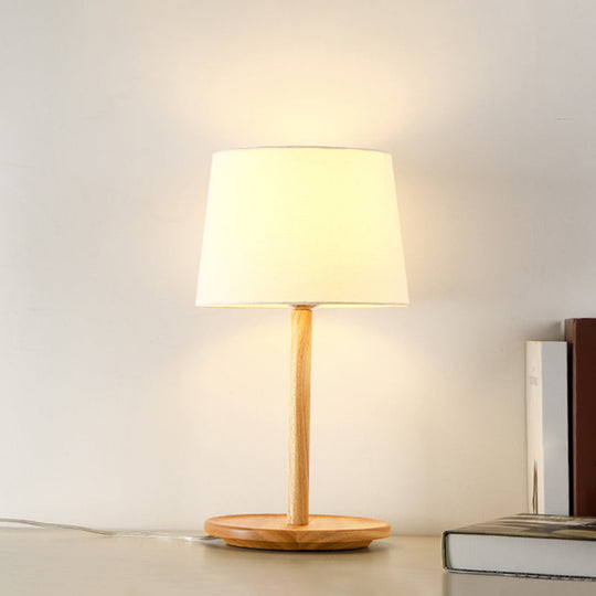 Tapered Table Light: Contemporary 1-Light Nightstand Lighting for Bedroom, Wood Design