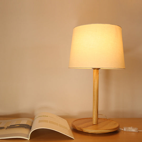 Tapered Table Light: Contemporary 1-Light Nightstand Lighting for Bedroom, Wood Design