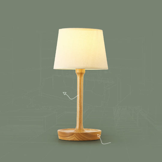 Tapered Table Light: Contemporary 1-Light Nightstand Lighting for Bedroom, Wood Design