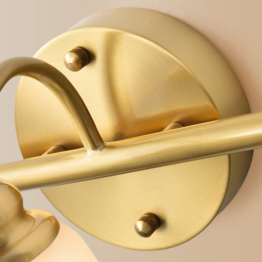 Flared Sconce Vanity Light - 2/3 Lights - White Glass - Wall Mounted - Gold Finish - Bathroom Lighting