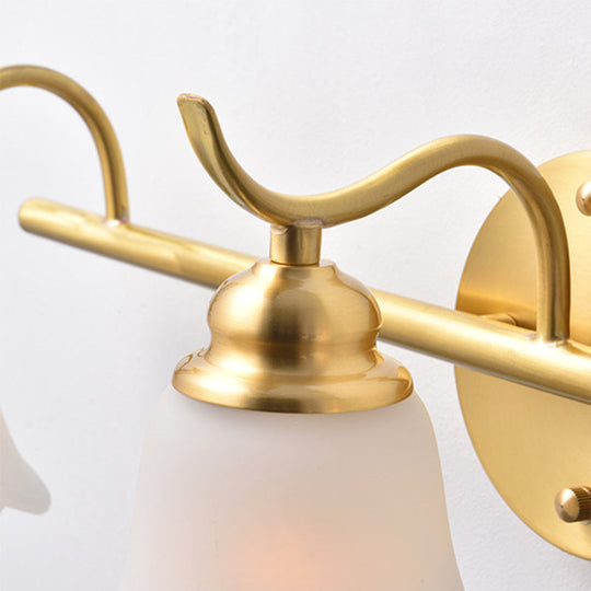 Flared Sconce Vanity Light - 2/3 Lights - White Glass - Wall Mounted - Gold Finish - Bathroom Lighting