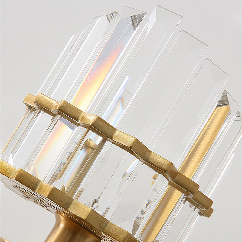 Contemporary K9 Crystal Wall Sconce with Black/Brass Finish for Living Room