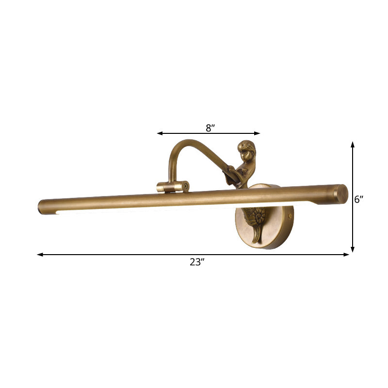 Classic Metal LED Bathroom Wall Light - Black/Antique Brass, 14"/18"/23" W