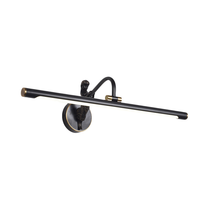 Classic Metal LED Bathroom Wall Light - Black/Antique Brass, 14"/18"/23" W