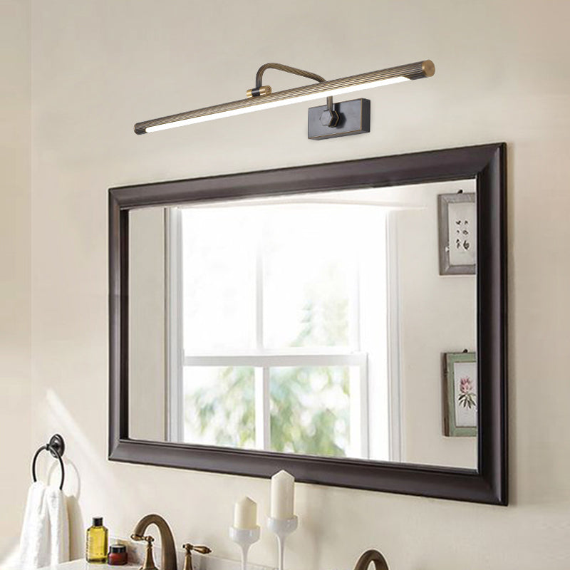 Traditional Antique Brass LED Vanity Lamp Set with Tubular Bathroom Sconces in Natural Light (14"/18"/23" W)