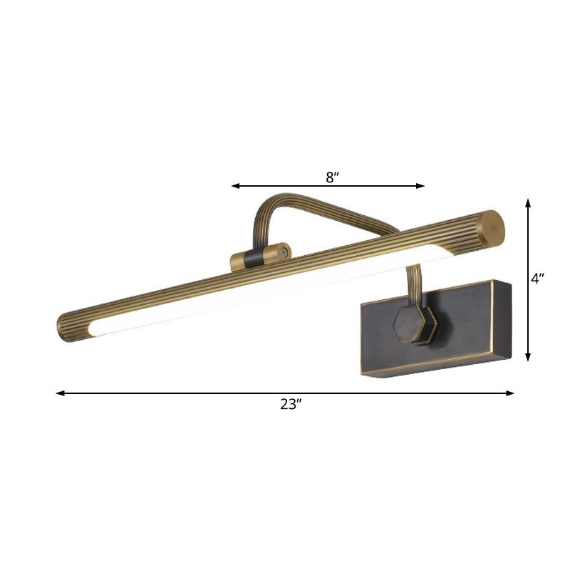 Traditional Antique Brass LED Vanity Lamp Set with Tubular Bathroom Sconces in Natural Light (14"/18"/23" W)