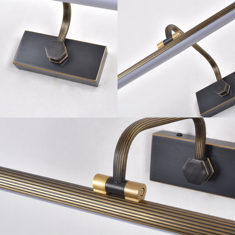 Traditional Antique Brass LED Vanity Lamp Set with Tubular Bathroom Sconces in Natural Light (14"/18"/23" W)