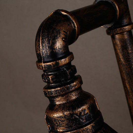 Antique Rust Water Pipe Iron Wall Mount Light with Cone Shade - 1-Light Restaurant Lighting Fixture