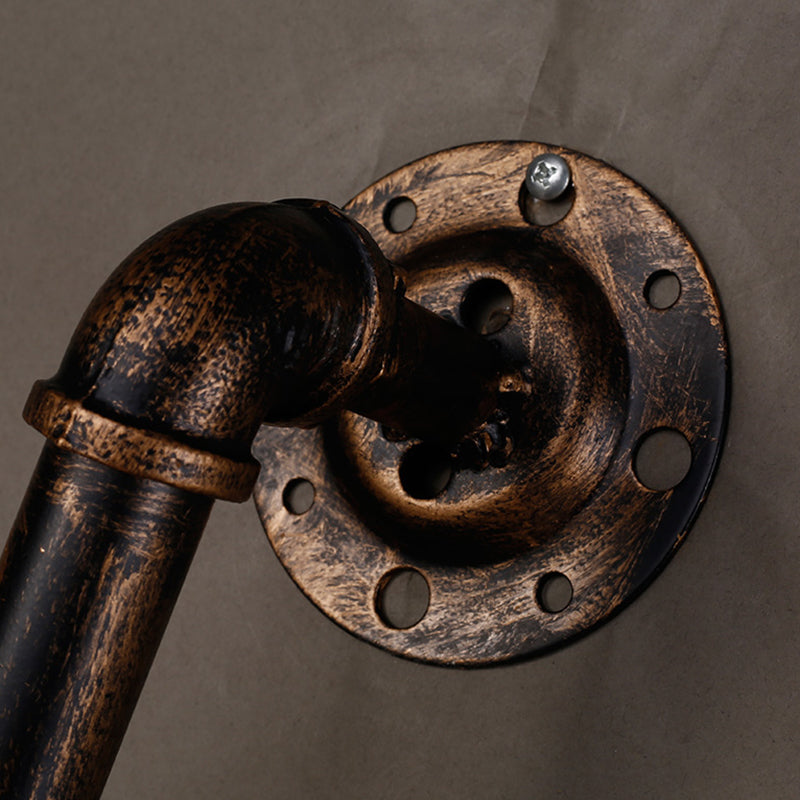 Antique Rust Water Pipe Iron Wall Mount Light with Cone Shade - 1-Light Restaurant Lighting Fixture