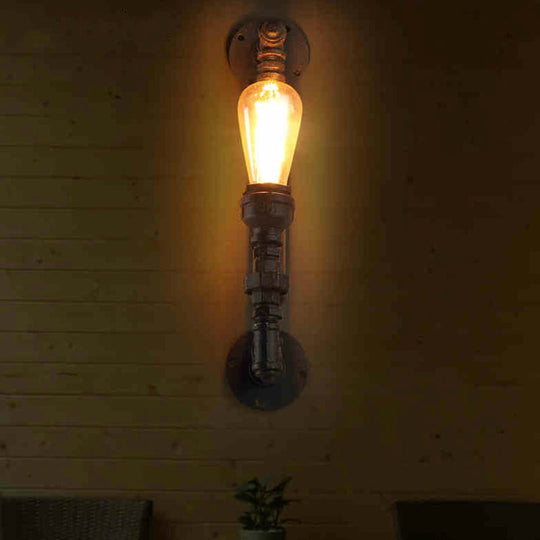 Retro Style Pipe Arm Wall Light for Restaurants - Metallic Wall Lighting Fixture