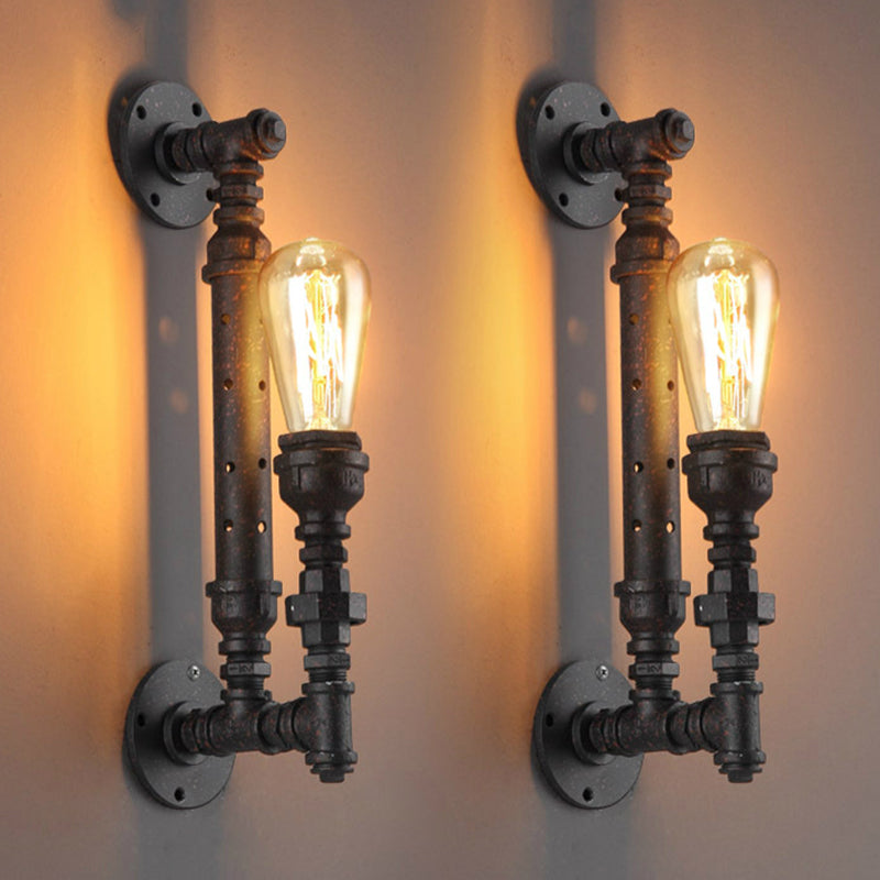 Retro Style Pipe Arm Wall Light for Restaurants - Metallic Wall Lighting Fixture
