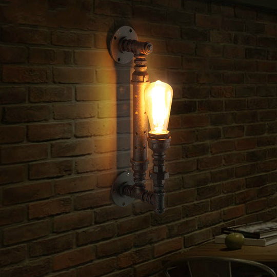 Retro Style Pipe Arm Wall Light for Restaurants - Metallic Wall Lighting Fixture