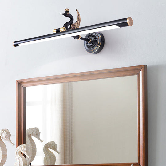 Linear LED Wall Light Fixture - Traditional Design, Metal, Wide Range (14"/18"/23") - Brass/Black for Bathroom Vanity