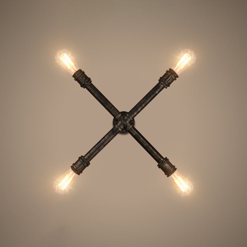 Retro-style Iron Water Pipe Wall Light in Bronze for Restaurant Lighting