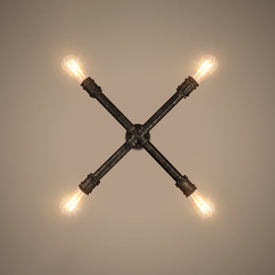 Retro-style Iron Water Pipe Wall Light in Bronze for Restaurant Lighting