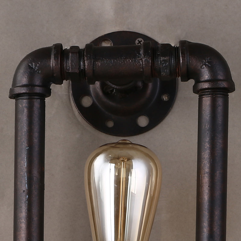 Rustic Rectangular Wall Lamp: Black Iron 1-Bulb Fixture for Corridors