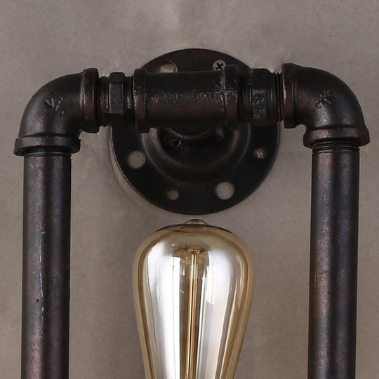 Rustic Rectangular Wall Lamp: Black Iron 1-Bulb Fixture for Corridors