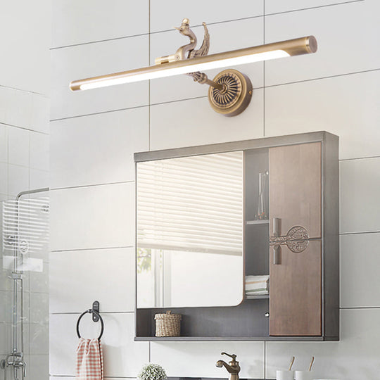 Linear LED Wall Light Fixture - Traditional Design, Metal, Wide Range (14"/18"/23") - Brass/Black for Bathroom Vanity