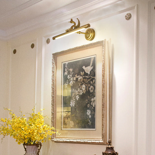 Linear LED Wall Light Fixture - Traditional Design, Metal, Wide Range (14"/18"/23") - Brass/Black for Bathroom Vanity